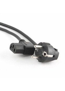 Кабель питания Cablexpert PC-186A-VDE, 1.8м, Schuko- C13, VDE, 10А, Сечение провода: 0,75 мм2, черный, угловой разъем, с заземлением, пакет {100}