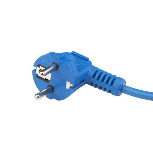 Кабель питания компьютера PWC-IEC13-SHM-1.8-BL (Schuko+C13) (3x0.75), 10A, угловая вилка, 1.8м, цвет синий (ПВС-АП-3*0,75-250-S22C13-10-1,8 ГОСТ 28244-96)