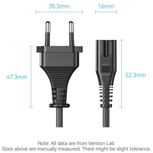 Кабель питания Vention C7 - 1.8м. Чёрный