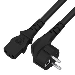Кабель GCR 1.5m, Евровилка угловая - С13, 3*0,5mm, черный, GCR-54368 [GCR-54368]