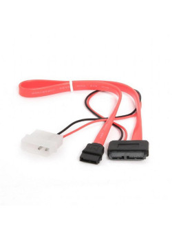 Кабель Cablexpert CC-SATA-C2 Combo Slim(mini) SATA molex+SATA / SATA, 15pin+7pin, (длина инт - 35см, питание - 30см)