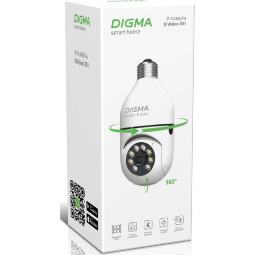 Камера видеонаблюдения IP Digma DiVision 301 Wi-Fi 3.6-3.6мм цв. корп.:белый (DV301) Камера видеонаблюдения IP Digma DiVision 301 Wi-Fi 3.6-3.6мм цв. корп.:белый (DV301)