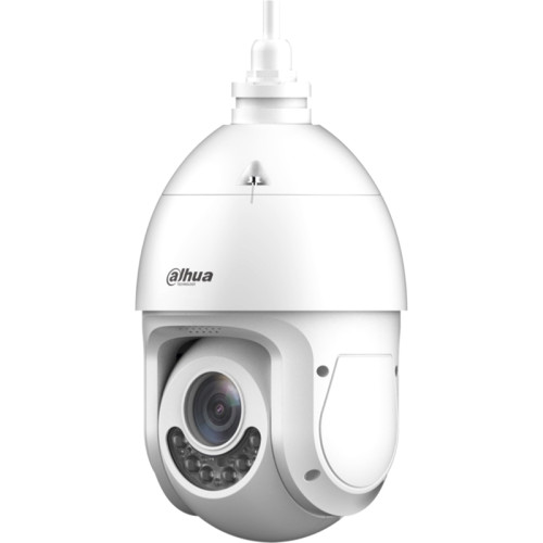 Уличная купольная PTZ IP-в/к с акт. сдерж. и ИИ, 8Мп; 1/2.8 CMOS; 25x мот. об. 5-125мм (25x), ИК-фильтр, 0.005лк@F1.6, H.265+ H.265 H.264+ H.264 MJPEG, 3 п. до 8Мп@25к/с, SMD, авт. слежение охр. пер., дет. лиц, ИК 100м, Led 50м; сиг. кр.-син. подсв., вх/в