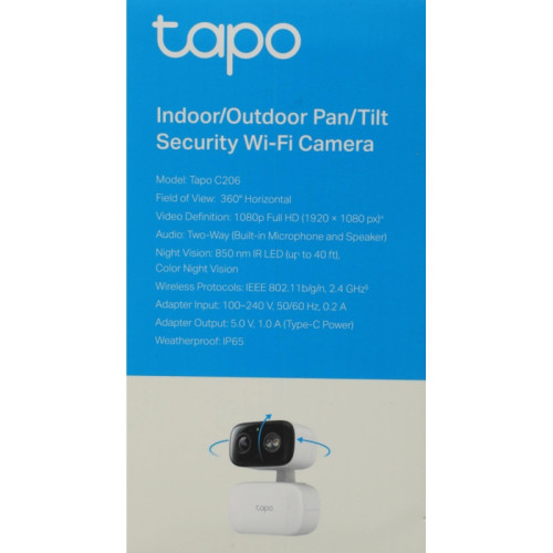 Камера видеонаблюдения IP TP-Link Tapo C206 Wi-Fi 4-4мм цв. корп.:белый