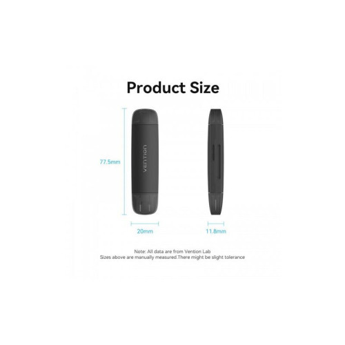 Картридер Vention USB 3.0 A+C (SD+TF) Черный Картридер Vention USB 3.0 A+C (SD+TF) Черный