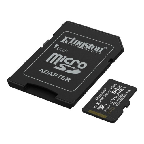 Карта памяти/ Kingston Canvas Select Plus 64GB Gen3  microSDXC 100MB/s A1 Card + Adapter