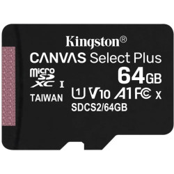 Карта памяти/ Kingston Canvas Select Plus microSDXC 64Gb Class 10 Flash U1 V10  R/W 100/85 MB/s no adapter