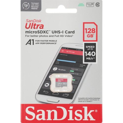 Карта памяти MICRO SDHC 128GB UHS-I SDSQUAB-128G-GN6MN SANDISK
