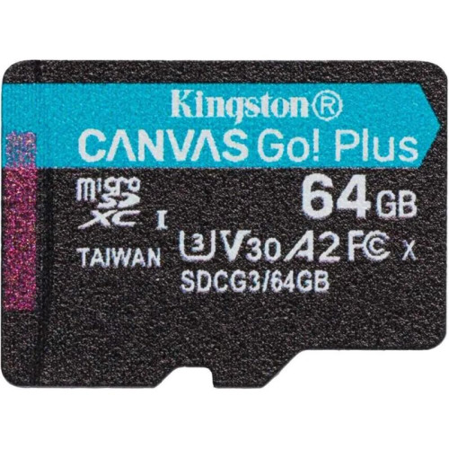 Карта памяти Kingston 64GB microSDXC Canvas Go Plus 170R A2 U3 V30 Card + ADP/ Kingston 64GB microSDXC Canvas Go Plus 170R A2 U3 V30 Card + ADP