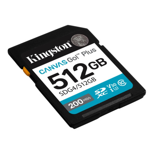 Карта памяти/ Kingston 512GB SDXC Canvas Go Plus Gen4 200MB/s C10 UHS-I U3 V30 Карта памяти/ Kingston 512GB SDXC Canvas Go Plus Gen4 200MB/s C10 UHS-I U3 V30