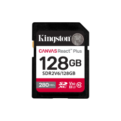 Карта памяти  Kingston 128GB SDXC Canvas React Plus UHS-II 280R/100W U3 V60/ Kingston 128GB SDXC Canvas  React Plus UHS-II 280R/100W U3 V60