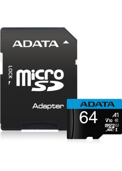 Флеш карта microSDXC 64GB A-Data AUSDX64GUICL10A1-RA1 Premier Pro + adapter