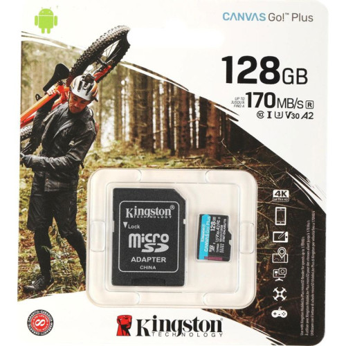 Карта памяти Kingston 128GB microSDXC Canvas Go Plus 170R A2 U3 V30 Card + ADP/ Kingston 128GB microSDXC Canvas Go Plus 170R A2 U3 V30 Card + ADP