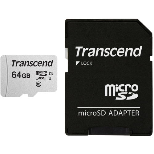 Карта памяти/ Transcend 64GB microSDXC Class 10 UHS-I U1 R95, W45MB/s with SD adapter