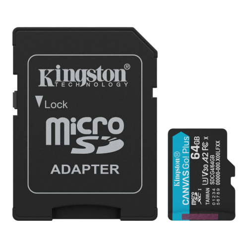 Карта памяти Kingston 64GB microSDXC Canvas Go Plus Gen4 200MB/s A2 U3 V30 Card + ADP/ Kingston 64GB microSDXC Canvas Go Plus Gen4 200MB/s A2 U3 V30 Card + ADP