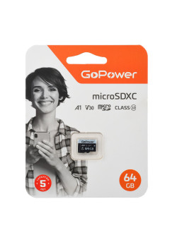 Карта памяти microSD GoPower 64GB Class10 70 МБ/сек V30 без адаптера