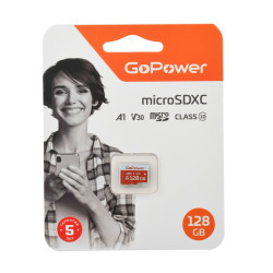 Карта памяти microSD GoPower 128GB Class10 UHS-I (U3) 100 МБ/сек V30 без адаптера