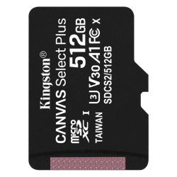 Карта памяти Kingston 512GB microSDXC Canvas Select Plus 100R A1 C10 Single Pack w/o Adapter/ Kingston 512GB microSDXC Canvas Select Plus 100R A1 C10 Single Pack w/o Adapter