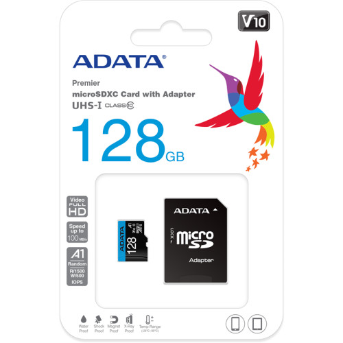 Флеш карта microSDXC 128GB A-Data AUSDX128GUICL10A1-RA1 Premier Pro + adapter
