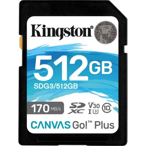 Карта памяти Kingston 512GB SDXC Canvas Go Plus 170R C10 UHS-I U3 V30/ Kingston 512GB SDXC Canvas Go Plus 170R C10 UHS-I U3 V30