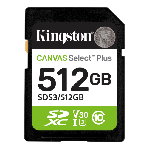 Флеш карта SDXC 512GB Kingston SDS3/512GB Canvas Select Plus V10 w/o adapter