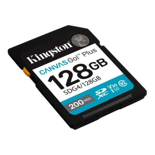 Карта памяти/ Kingston  128GB SDXC Canvas Go Plus Gen4 200MB/s C10 UHS-I U3 V30
