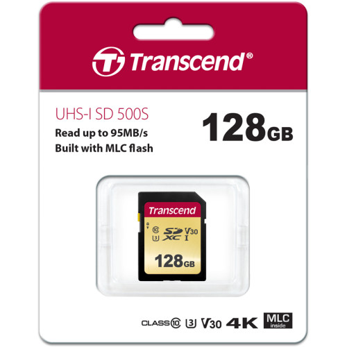 Карта памяти/ Transcend 128GB SDXC Class 10 UHS-I U3 V30 R95, W60MB/s