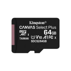 Карта памяти/ Kingston Canvas Select Plus microSDXC 64Gb Class 10 Flash U1 V10  R/W 100/85 MB/s with adapter