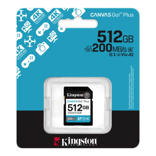 Карта памяти/ Kingston 512GB SDXC Canvas Go Plus Gen4 200MB/s C10 UHS-I U3 V30 Карта памяти/ Kingston 512GB SDXC Canvas Go Plus Gen4 200MB/s C10 UHS-I U3 V30