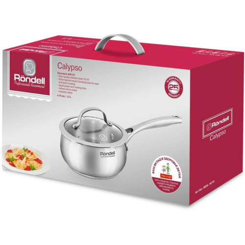 Ковш/ Ковш Rondell Calypso RDS-1670 1.5л. d=16см (с крышкой) стальной Ковш/ Ковш Rondell Calypso RDS-1670 1.5л. d=16см (с крышкой) стальной