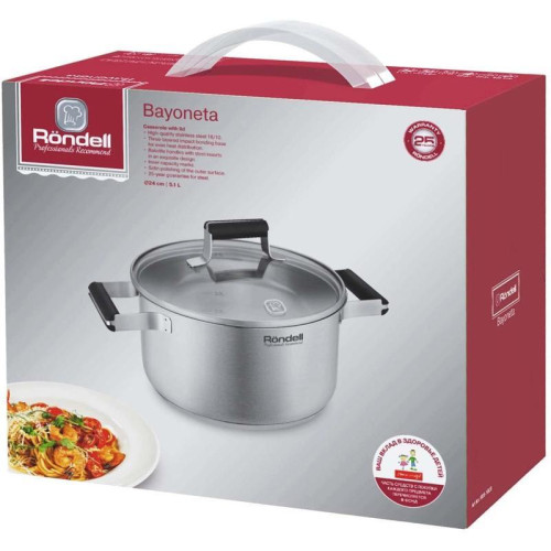 Кастрюля/ Кастрюля Rondell Bayoneta RDS-1808 5.1л. d=24см (с крышкой) стальной