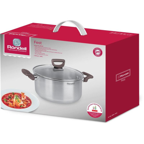 Кастрюля/ Кастрюля Rondell Fest RDS-1323 4.8л. d=24см (с крышкой) стальной
