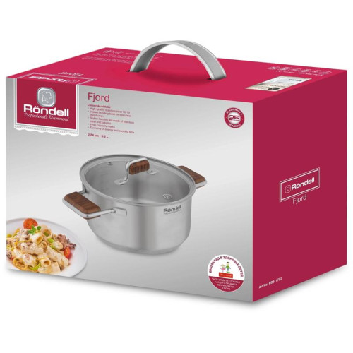 Кастрюля/ Кастрюля Rondell Fjord RDS-1792 5.2л. d=24см (с крышкой) стальной