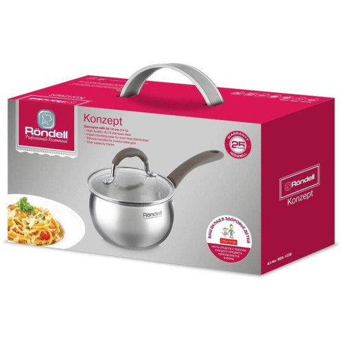 Ковш/ Ковш Rondell Konzept RDS-1228 1.1л. d=14см (с крышкой) стальной