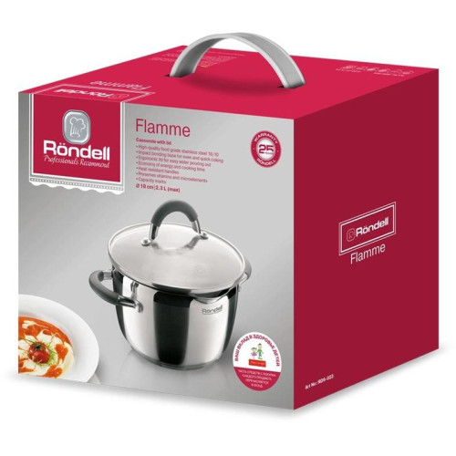 Кастрюля/ Кастрюля Rondell Flamme RDS-023 2.3л. d=18см (с крышкой) стальной