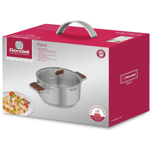 Кастрюля/ Кастрюля Rondell Fjord RDS-1791 3.2л. d=20см (с крышкой) стальной