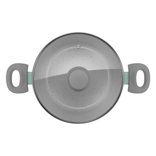 Кастрюля MAUNFELD/ Кастрюля MAUNFELD, 24 см, кованный алюминий, толщина стенок 3 мм, толщина дна 3 мм, 2-слойное антипригарное мраморное покрытие, совместимость с плитами: все, включая индукцию, стеклянная крышка в комплекте, цвет фисташковый