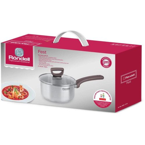 Ковш/ Ковш Rondell Fest RDS-1319 0.9л. d=14см (с крышкой) стальной