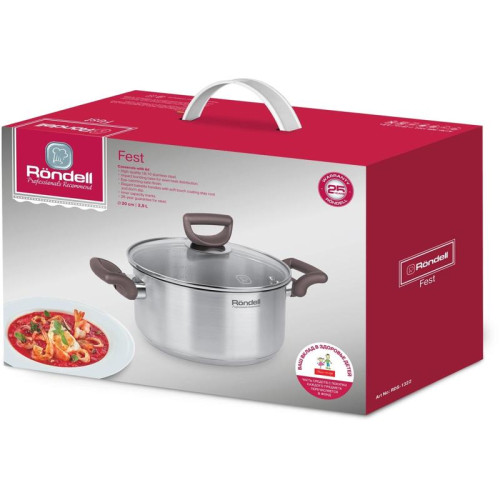 Кастрюля/ Кастрюля Rondell Fest RDS-1322 2.8л. d=20см (с крышкой) стальной