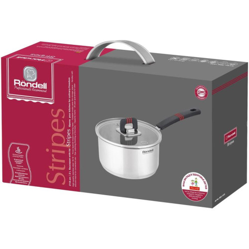 Ковш/ Ковш Rondell Stripes RDS-1635 2л. d=18см (с крышкой) стальной