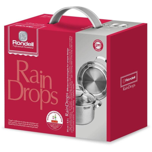 Кастрюля/ Кастрюля Rondell RainDrops RDS-1294 3.2л. d=20см (с крышкой) стальной
