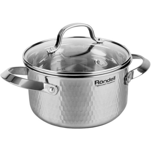 Кастрюля/ Кастрюля Rondell RainDrops RDS-1295 5.6л. d=24см (с крышкой) стальной Кастрюля/ Кастрюля Rondell RainDrops RDS-1295 5.6л. d=24см (с крышкой) стальной