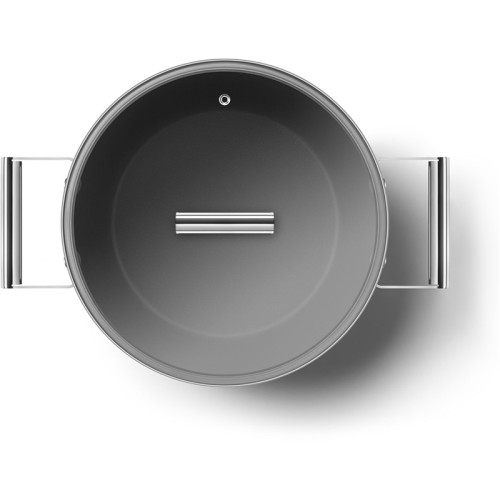 Посуда SMEG/ Кастрюля с двумя ручками и крышкой 26 см, черная