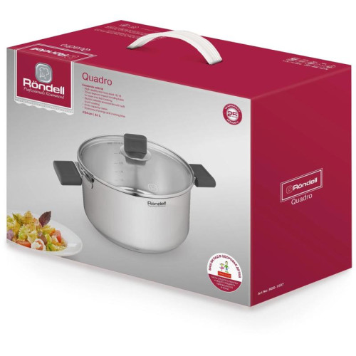 Кастрюля/ Кастрюля Rondell Quadro RDS-1597 5.1л. d=24см (с крышкой) стальной