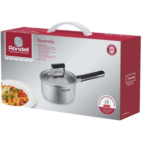 Ковш/ Ковш Rondell Bayoneta RDS-1806 1.3л. d=16см (с крышкой) стальной Ковш/ Ковш Rondell Bayoneta RDS-1806 1.3л. d=16см (с крышкой) стальной