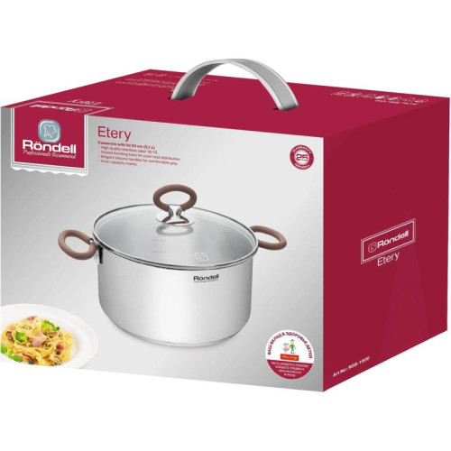Кастрюля/ Кастрюля Rondell Etery RDS-1600 5.1л. d=24см (с крышкой) стальной