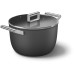 Посуда SMEG/ Кастрюля с двумя ручками и крышкой 26 см, черная Посуда SMEG/ Кастрюля с двумя ручками и крышкой 26 см, черная