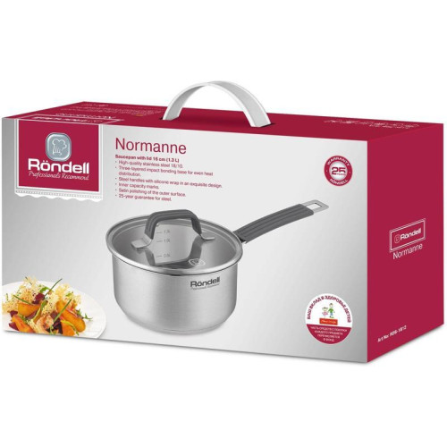 Ковш/ Ковш Rondell Normanne RDS-1812 1.3л. d=16см (с крышкой) стальной Ковш/ Ковш Rondell Normanne RDS-1812 1.3л. d=16см (с крышкой) стальной