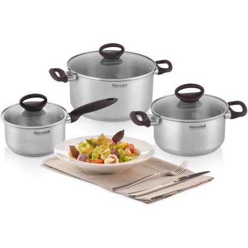Кастрюля/ Кастрюля Rondell Tierno RDS-1593 4.8л. d=24см (с крышкой) стальной Кастрюля/ Кастрюля Rondell Tierno RDS-1593 4.8л. d=24см (с крышкой) стальной