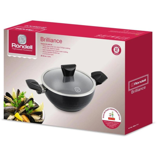 Кастрюля/ Кастрюля Rondell Brilliance RDA-771 2л. d=20см (с крышкой) черный
